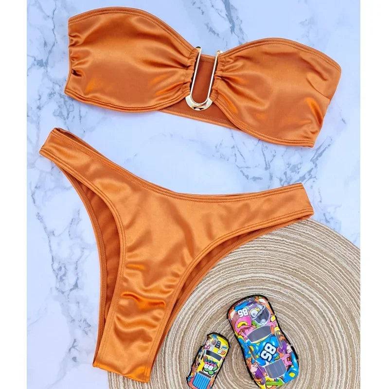 
                  
                    2024 New Bandeau Bikini Set Off Shoulder Two-piece Swimwear Bathing Suit Strapless Women's Swimsuit Biquini
                  
                