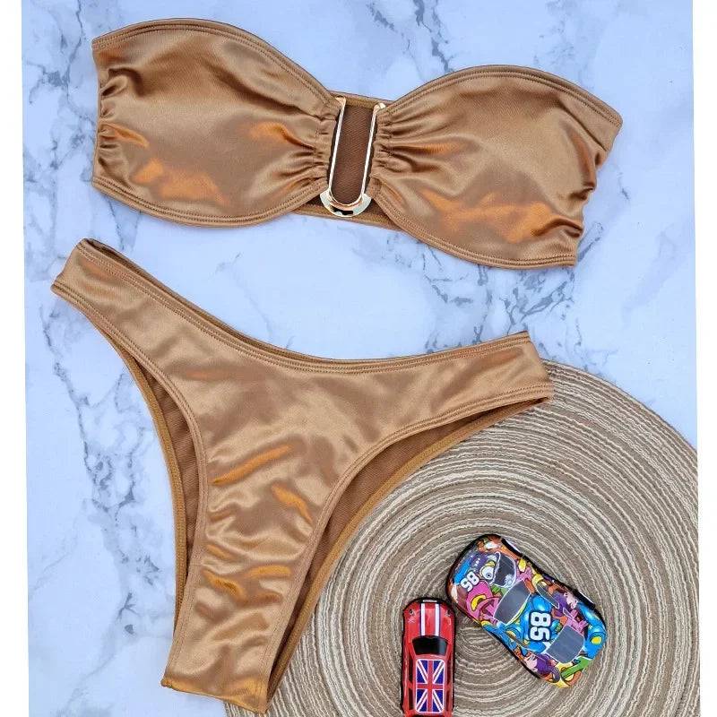 
                  
                    2024 New Bandeau Bikini Set Off Shoulder Two-piece Swimwear Bathing Suit Strapless Women's Swimsuit Biquini
                  
                