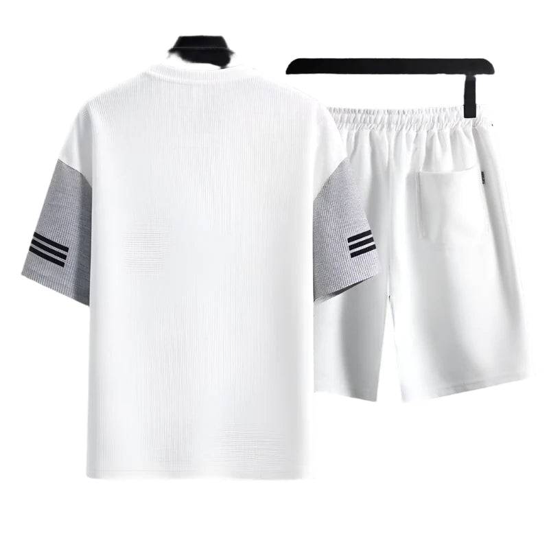 2024 Summer Men's Sets Korean Fashion T Shirt+Shorts Outfit Set Men Trend Men Clothing Two Piece Set Tracksuit Men Joggers Set