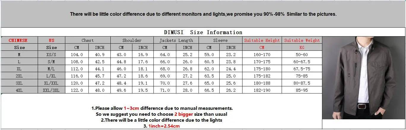 
                  
                    DIMUSI Men's Jackets Spring Autumn Casual Men Slim Fit Business Jacket Man Outwear Stand Collar Windbreaker Coats Clothing
                  
                