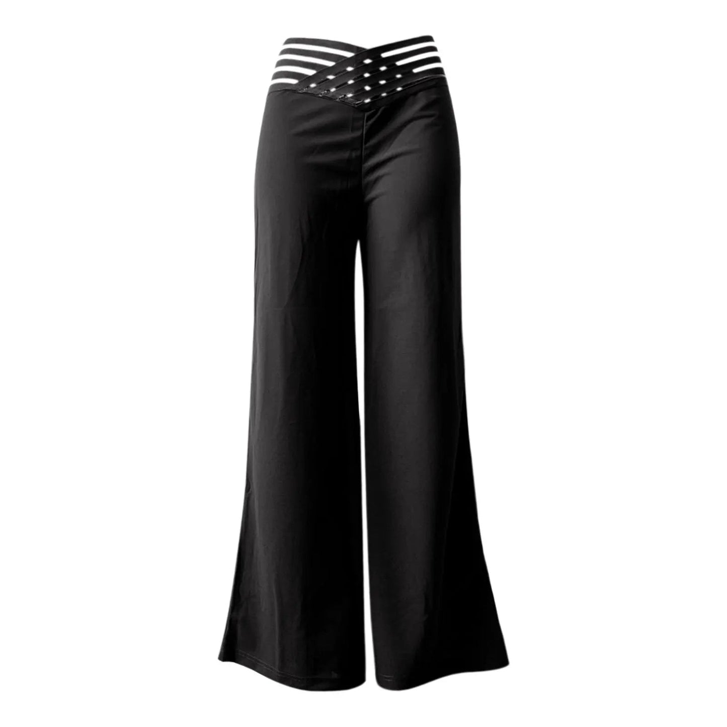 
                  
                    Elegant Solid Flare Pants Women Crisscross Sheer Mesh High Waist Wide Leg Trousers Streetwear Casual Office Ladies Work Pant
                  
                