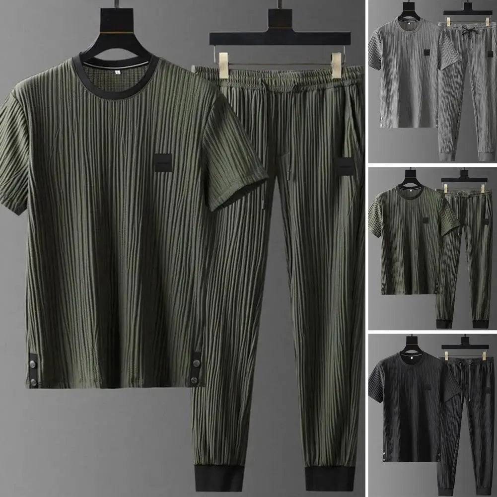 
                  
                    Men Outfit Men's Summer Pleated Tracksuit Set Soft Breathable Shirt Pants Two-piece Casual Sports Suit for Daily Wear High Ice
                  
                