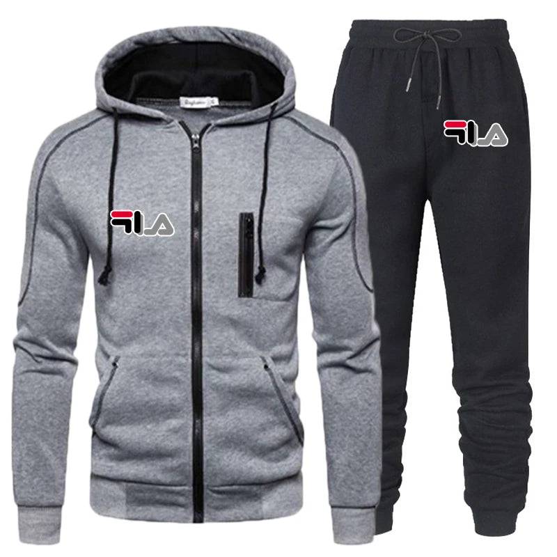 Men's Tracksuit Casual Jogging Suit Outdoor Set Zipper Hoodies + Black Sweatpant 2pcs 2023 Spring Fashion New Streetwear S-4XL