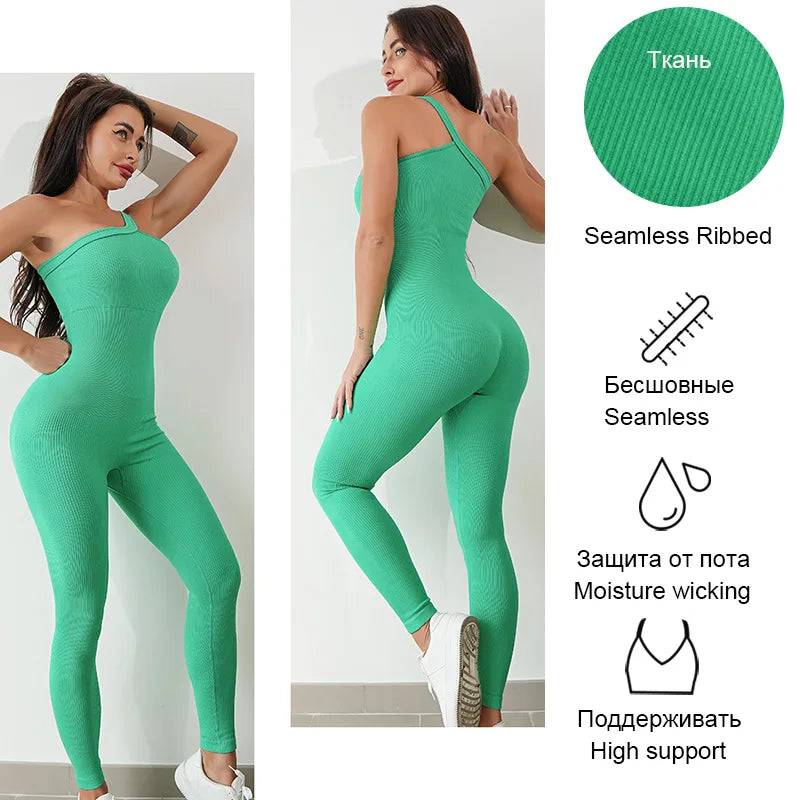 
                  
                    Women's Tracksuit One Shoulder Solid Yoga Jumpsuit One Piece Workout Sleeveless Rompers Sportswear Gym Set
                  
                