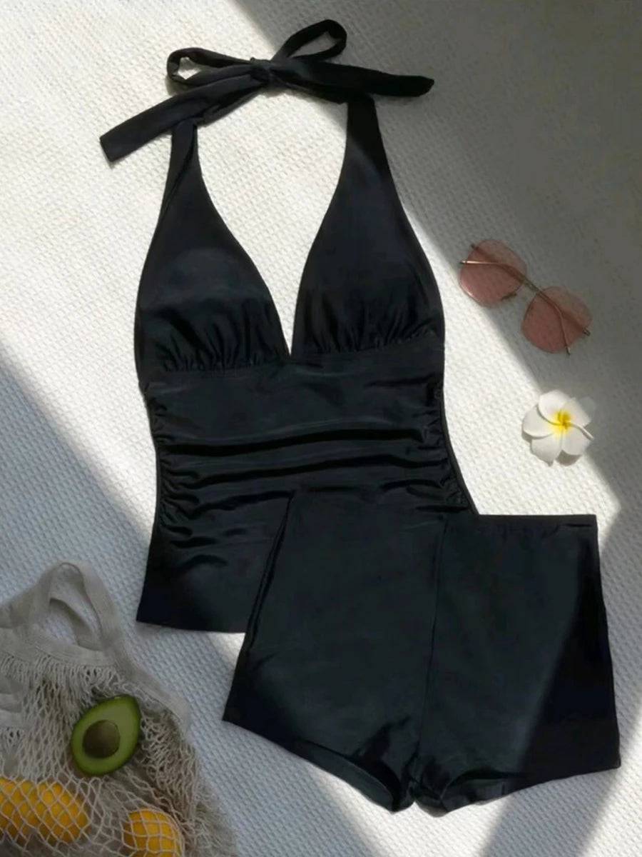 
                  
                    2024 Halter Tankini Solid Swimsuit Women High Waist Swimwear Female Padded Bathing Swim Suit Swimming Beachwear Summer
                  
                