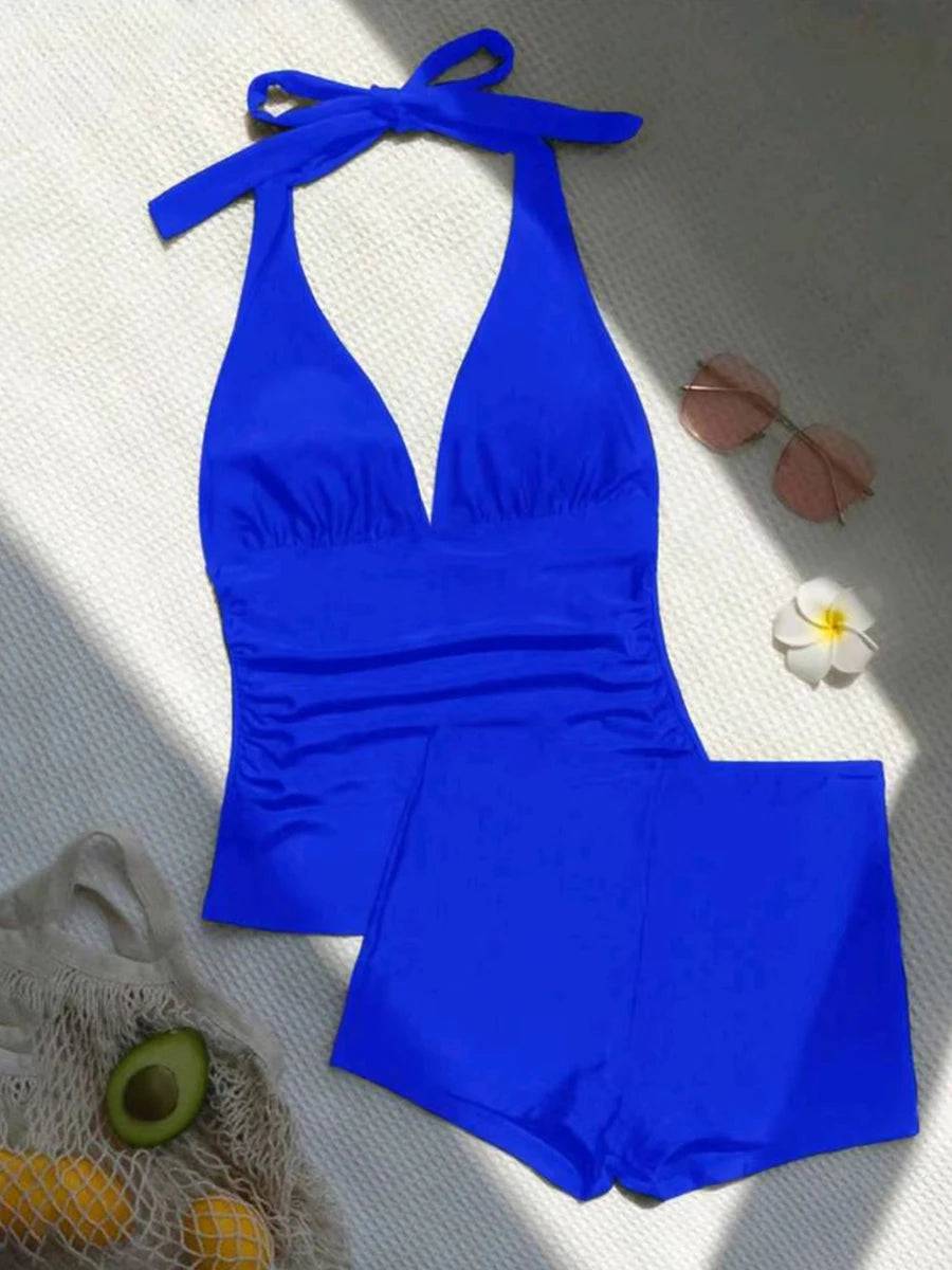 
                  
                    2024 Halter Tankini Solid Swimsuit Women High Waist Swimwear Female Padded Bathing Swim Suit Swimming Beachwear Summer
                  
                