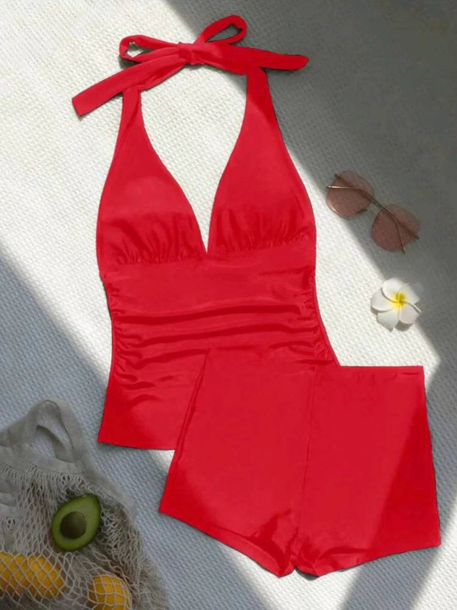 
                  
                    2024 Halter Tankini Solid Swimsuit Women High Waist Swimwear Female Padded Bathing Swim Suit Swimming Beachwear Summer
                  
                