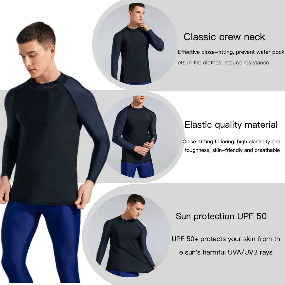 
                  
                    Men's Rash Gusrd Compression Shirts Sunscreen Swimming Surfing Diving T-Shirts Suitable for Boxing Taekwondo Jiu-Jitsu Sports
                  
                