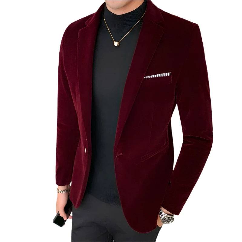 Autumn Winter Men's Blazer Jackets Fashion Man Wedding Groom Singer Costume Slim Blazer Formal Evening Dress Clothing YA2545