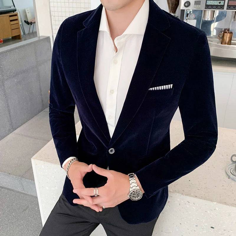 
                  
                    Autumn Winter Men's Blazer Jackets Fashion Man Wedding Groom Singer Costume Slim Blazer Formal Evening Dress Clothing YA2545
                  
                