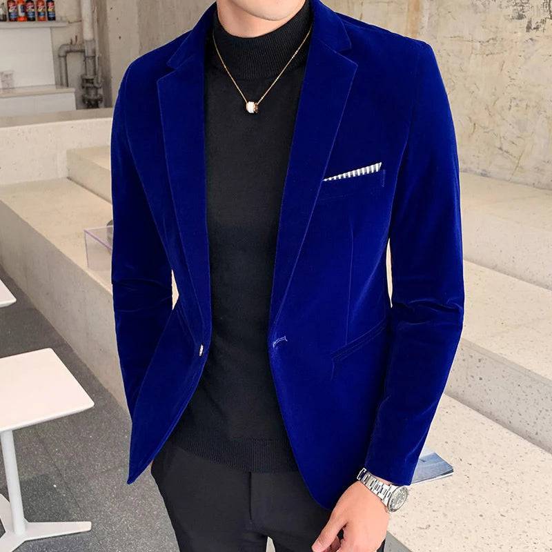 
                  
                    Autumn Winter Men's Blazer Jackets Fashion Man Wedding Groom Singer Costume Slim Blazer Formal Evening Dress Clothing YA2545
                  
                