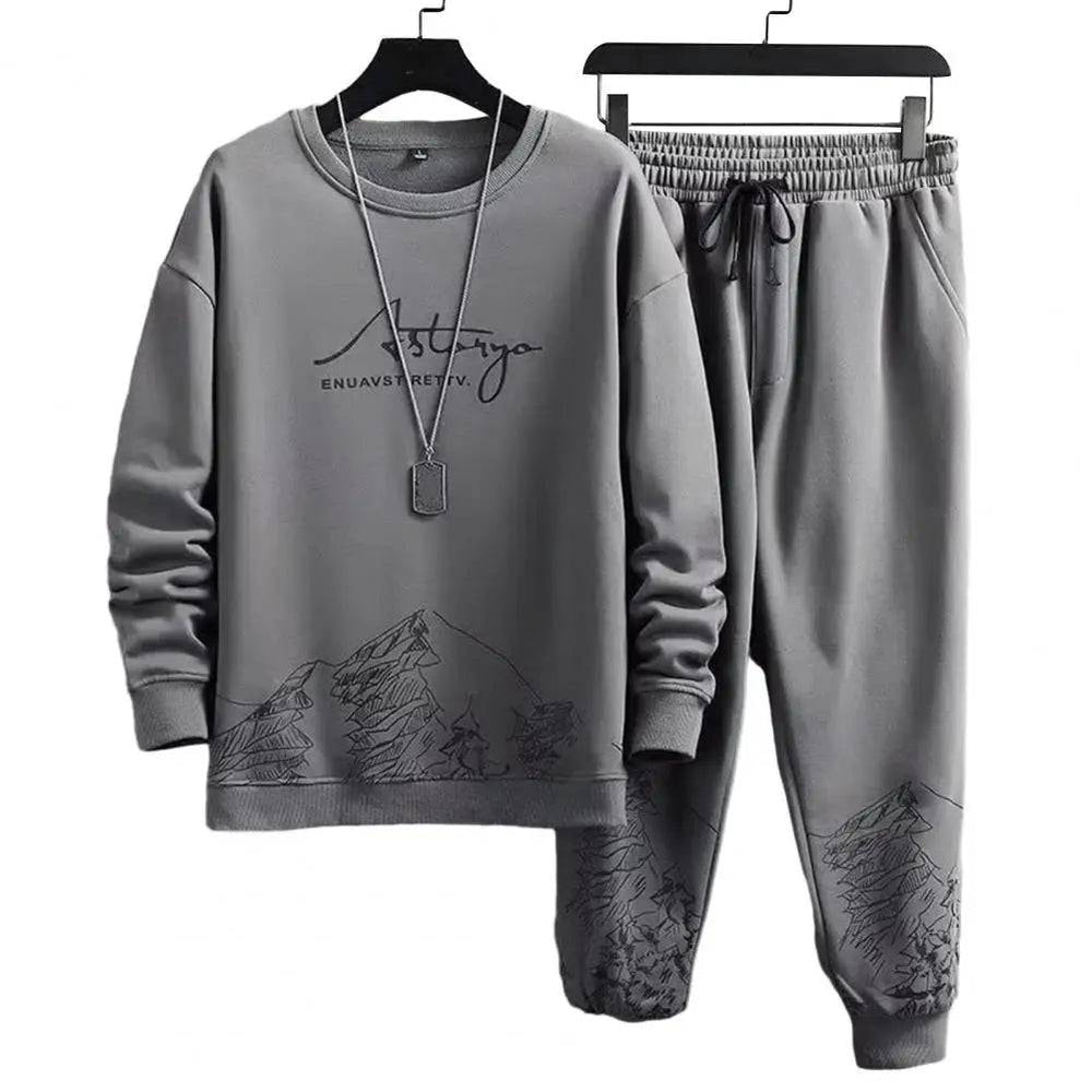 
                  
                    Comfortable Men Track Suit Men's Mountain Print Tracksuit Set with O-neck Sweatshirt Drawstring Jogger Pants for Autumn Winter
                  
                