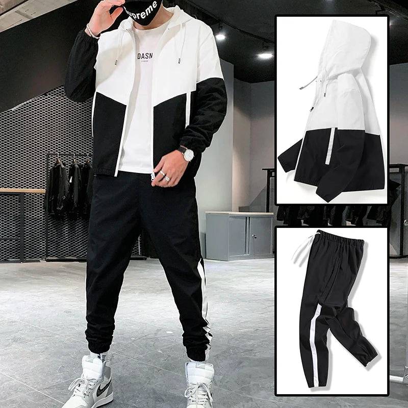 
                  
                    Patchwork Hip Hop Casual Men's Sets  Korean Style 2 Piece Sets Clothes Men Streetwear Fitness Male Tracksuit
                  
                