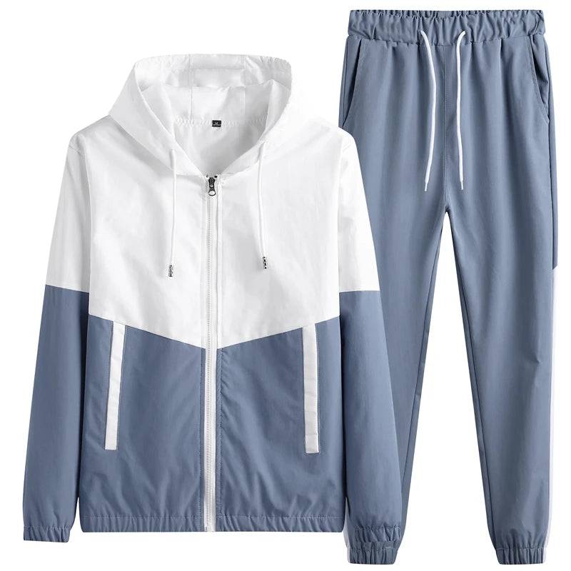 Patchwork Hip Hop Casual Men's Sets  Korean Style 2 Piece Sets Clothes Men Streetwear Fitness Male Tracksuit