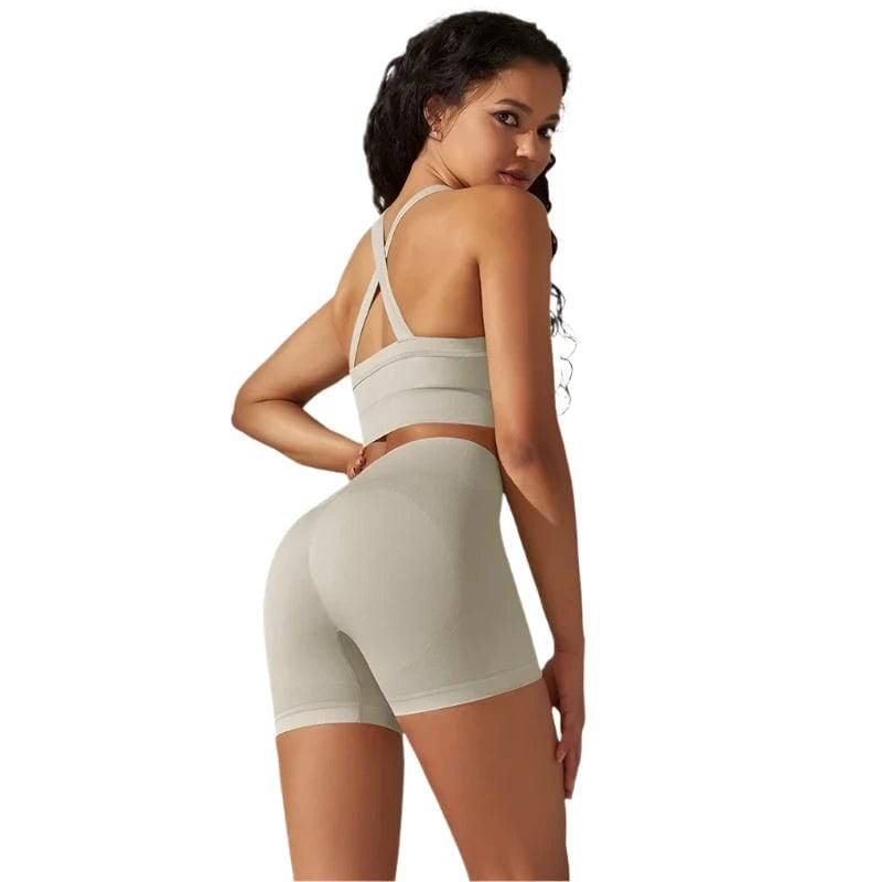 Seamless Yoga Set Women Sportswear Fitness Suits Sports Bra High Waist Shorts Workout Clothes For Women Running Gym Clothing