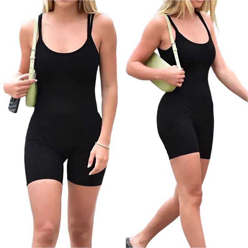 Short Romper Sling Sport Jumpsuit Leotard Sleeveless Women Stretch Tight Gym suit Yoga Shorts Fitness Workout Running Bodysuit