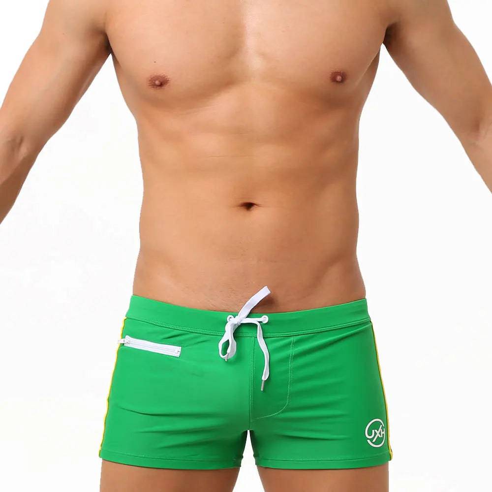 
                  
                    Sexy Swimsuit Beach Quick Drying Trunks Men Swimwear with Zipper Pocket Swimming Boxer Brief Square Leg Bathing Suit Board Short
                  
                