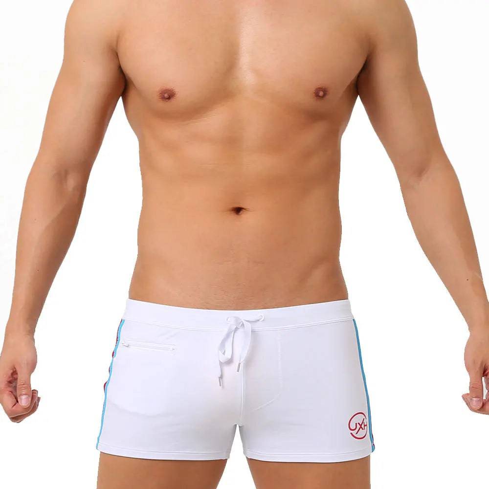 
                  
                    Sexy Swimsuit Beach Quick Drying Trunks Men Swimwear with Zipper Pocket Swimming Boxer Brief Square Leg Bathing Suit Board Short
                  
                