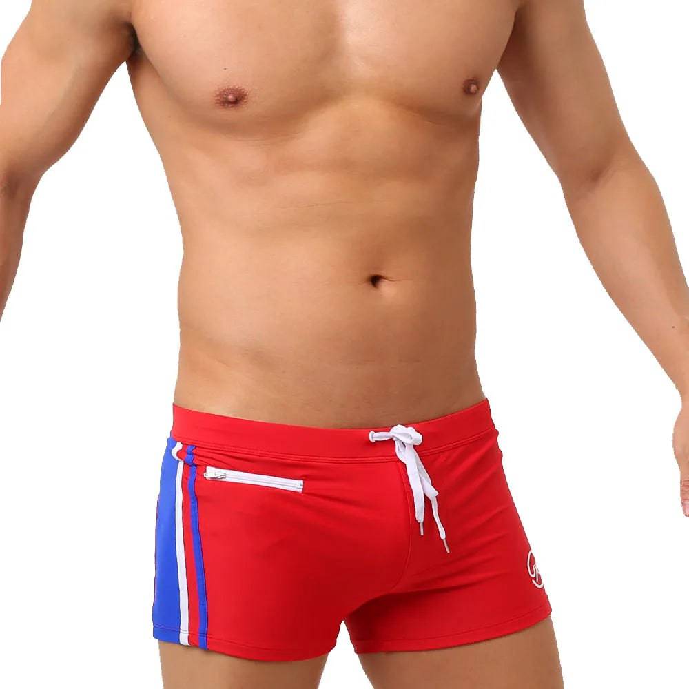 
                  
                    Sexy Swimsuit Beach Quick Drying Trunks Men Swimwear with Zipper Pocket Swimming Boxer Brief Square Leg Bathing Suit Board Short
                  
                