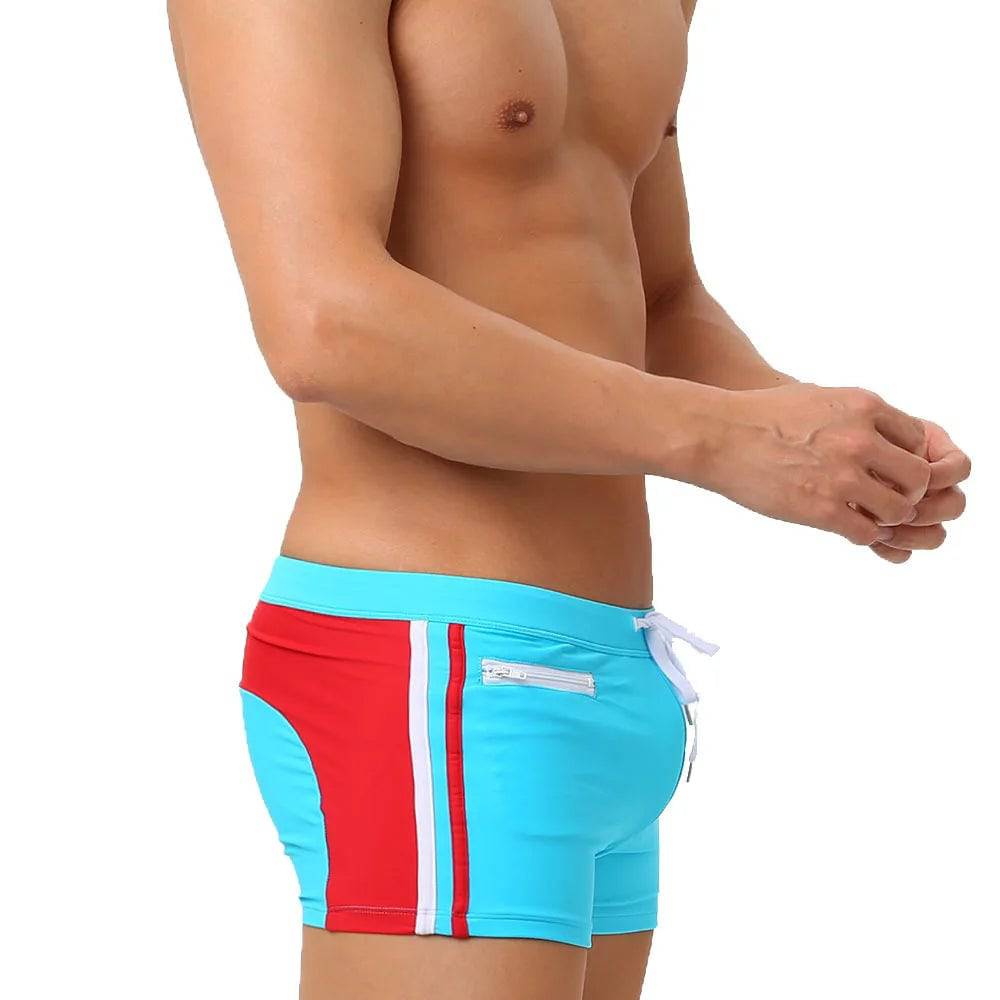 
                  
                    Sexy Swimsuit Beach Quick Drying Trunks Men Swimwear with Zipper Pocket Swimming Boxer Brief Square Leg Bathing Suit Board Short
                  
                