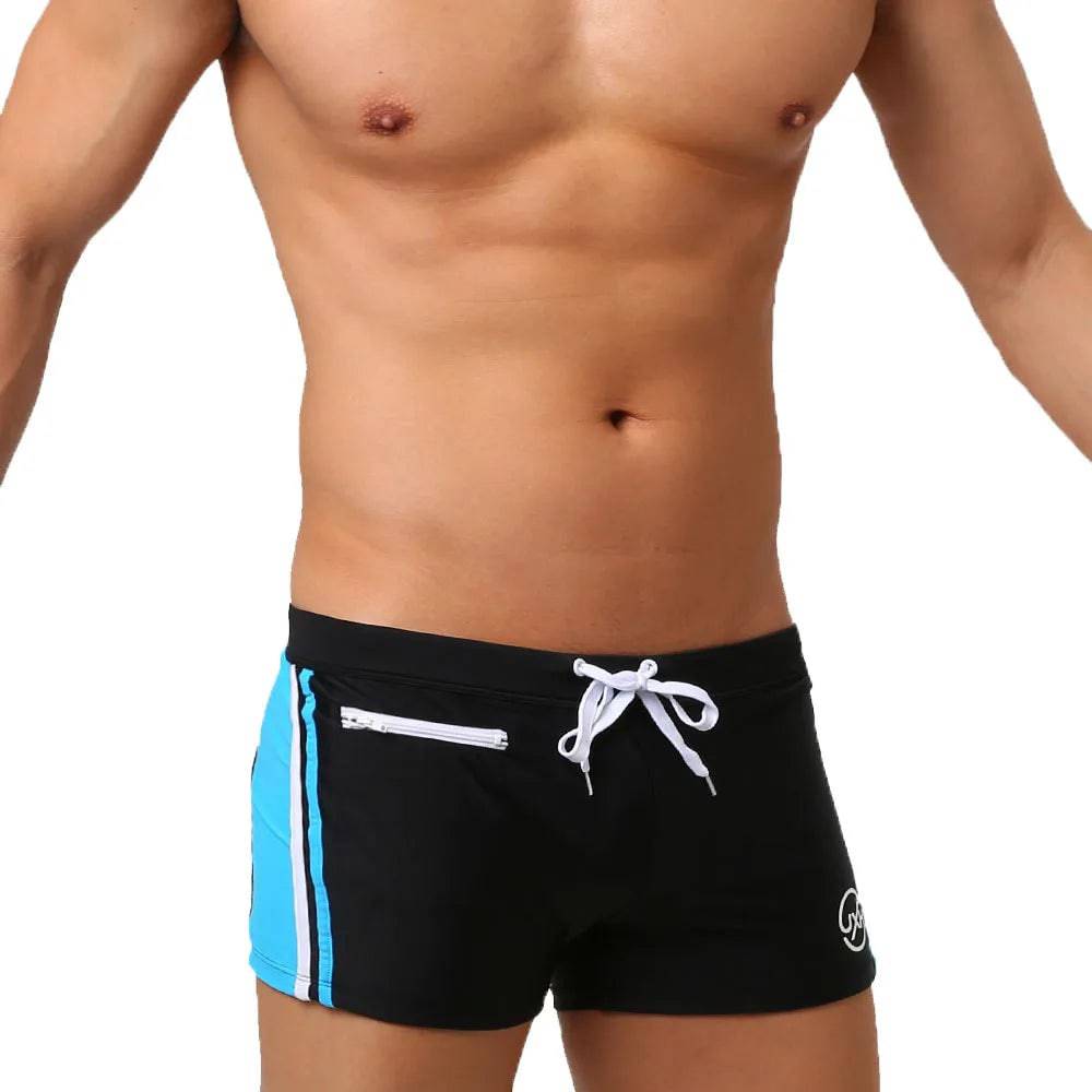 
                  
                    Sexy Swimsuit Beach Quick Drying Trunks Men Swimwear with Zipper Pocket Swimming Boxer Brief Square Leg Bathing Suit Board Short
                  
                