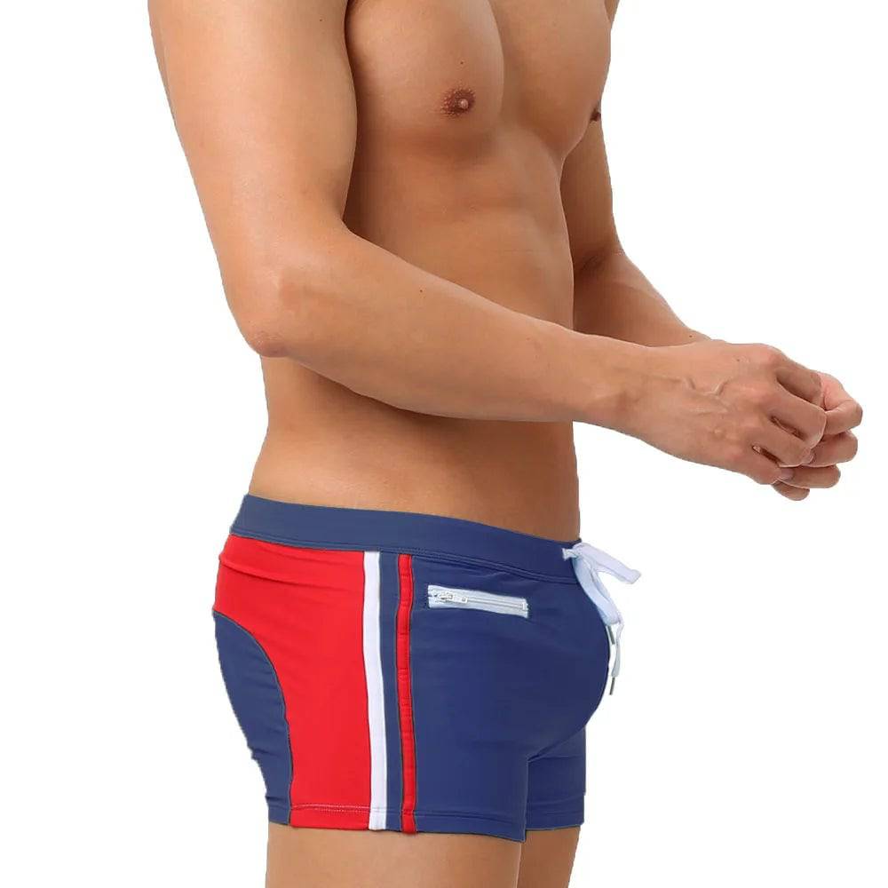 
                  
                    Sexy Swimsuit Beach Quick Drying Trunks Men Swimwear with Zipper Pocket Swimming Boxer Brief Square Leg Bathing Suit Board Short
                  
                