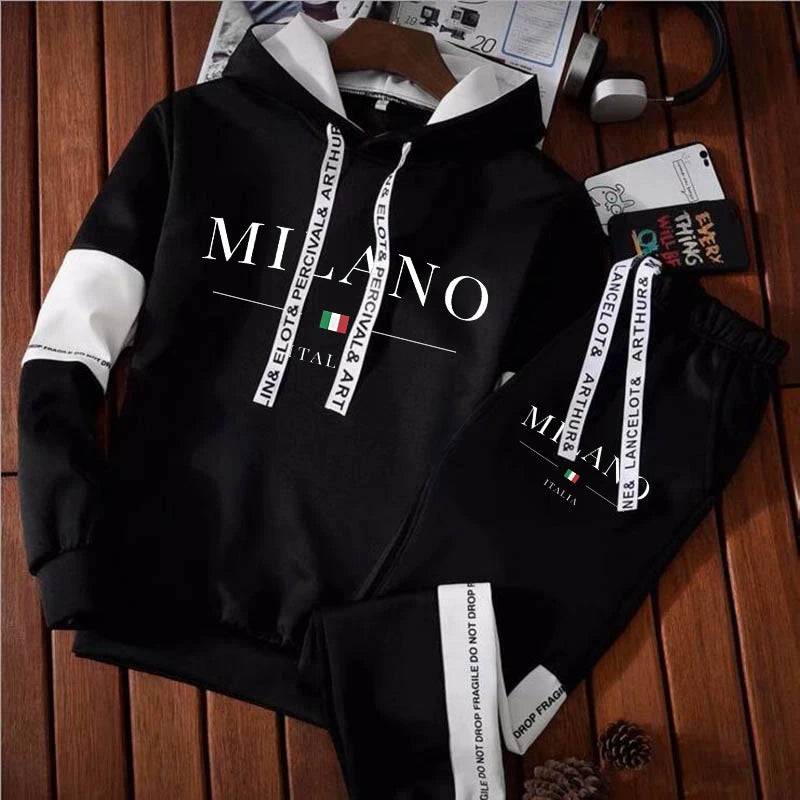 
                  
                    Men Milano Letters Print Sweatshirt Set Hoodies Sweatpants Tracksuit Design Outfits Jogger Suit Male Pullover Luxury Streetwear
                  
                