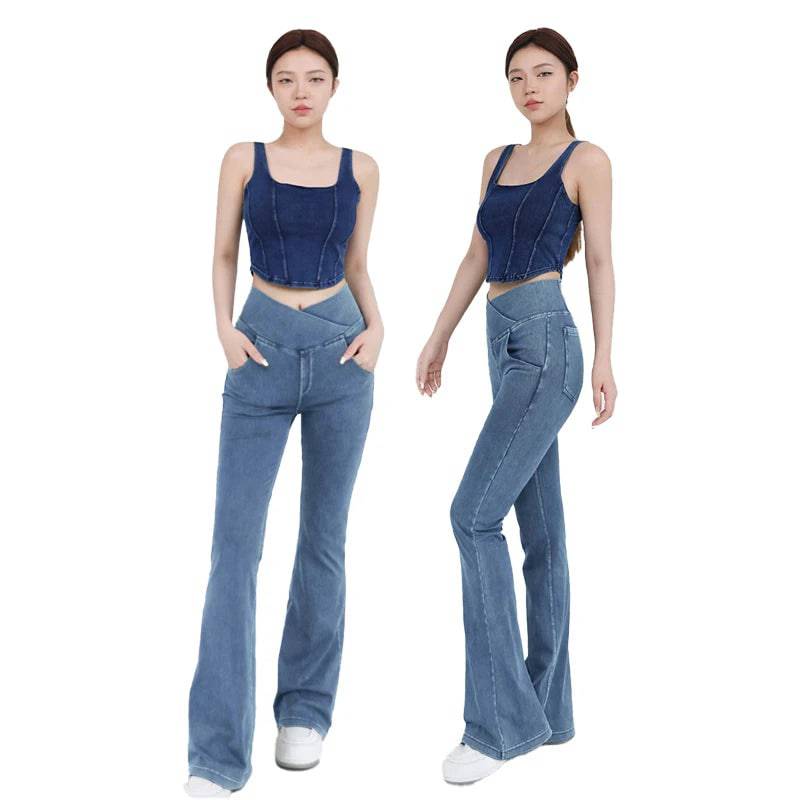 
                  
                    Women Bell Bottom Pants High Waist Yoga Flare Leggings 4 Way Stretch Denim Fitness Workout Sports Casual Jeans Women Activewear
                  
                