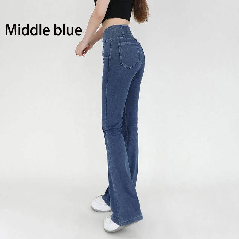 
                  
                    Women Bell Bottom Pants High Waist Yoga Flare Leggings 4 Way Stretch Denim Fitness Workout Sports Casual Jeans Women Activewear
                  
                