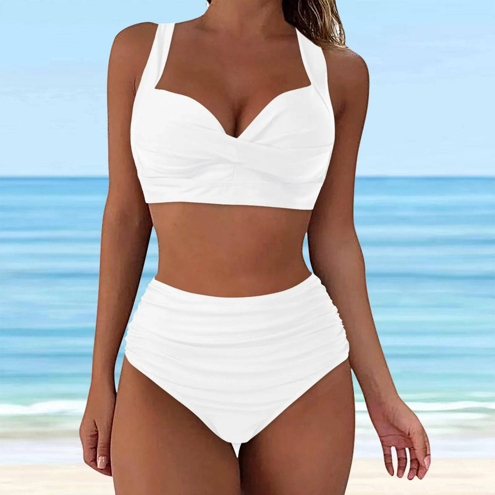 
                  
                    Women High Waisted Bikini Sexy Two Piece Push Up Swimsuits Classic Solid Color Wrinkled Lace Up Swimwear Maillot De Bain Femme
                  
                