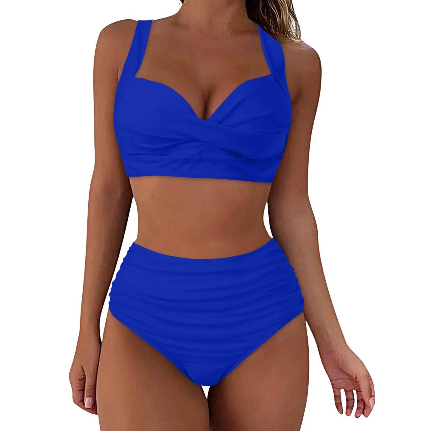 
                  
                    Women High Waisted Bikini Sexy Two Piece Push Up Swimsuits Classic Solid Color Wrinkled Lace Up Swimwear Maillot De Bain Femme
                  
                