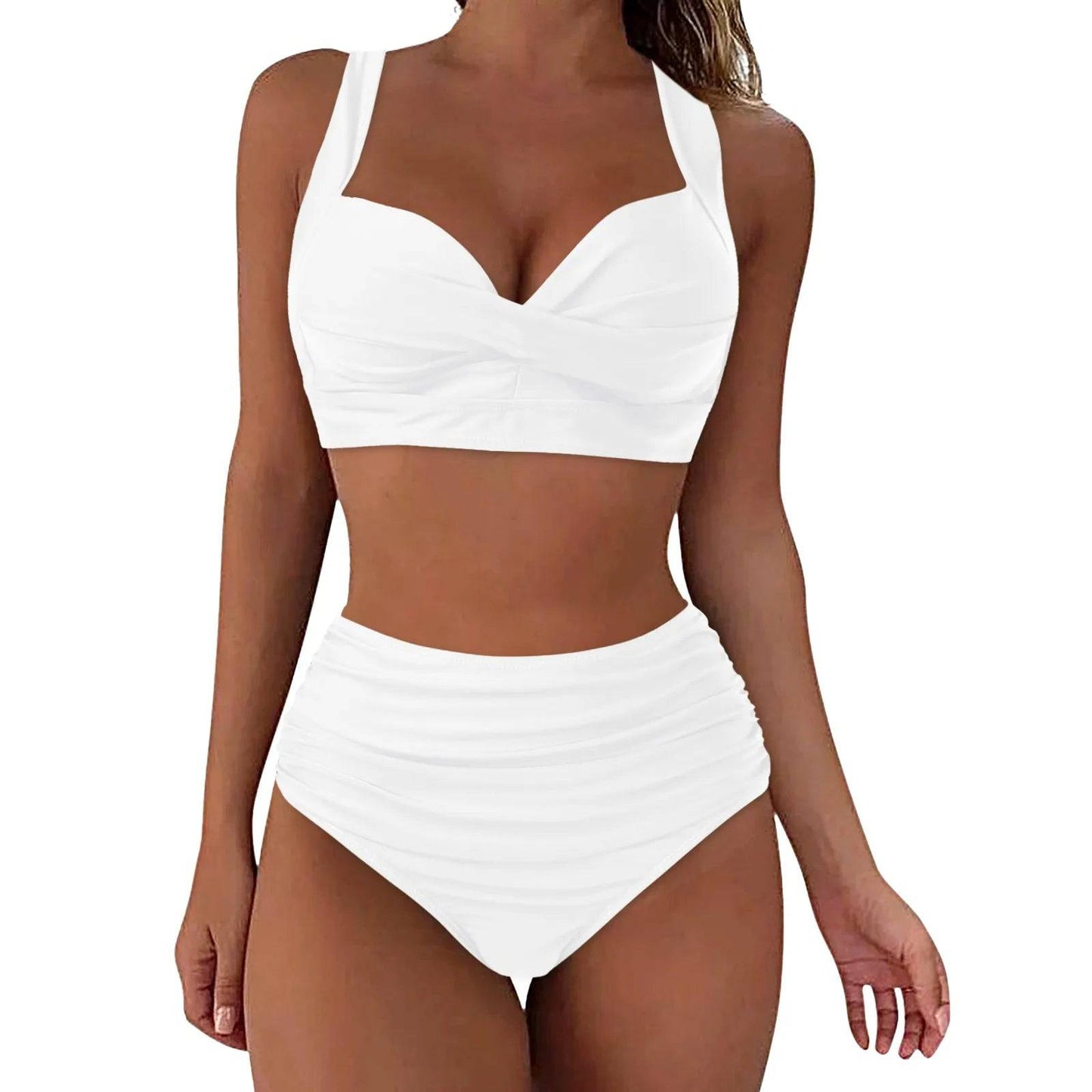 
                  
                    Women High Waisted Bikini Sexy Two Piece Push Up Swimsuits Classic Solid Color Wrinkled Lace Up Swimwear Maillot De Bain Femme
                  
                