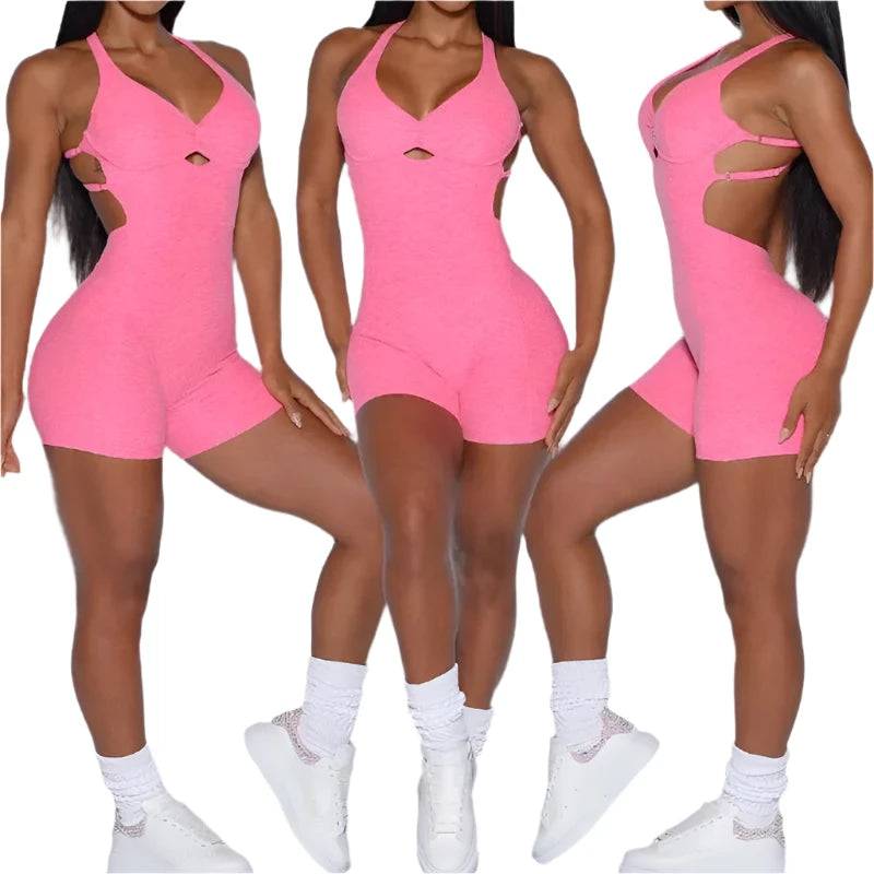 Seamless Yoga Jumpsuits Sports Fitness Hip-lifting Cross Beauty Back Dance One-Piece Running Workout Gym Tracksuits for Women