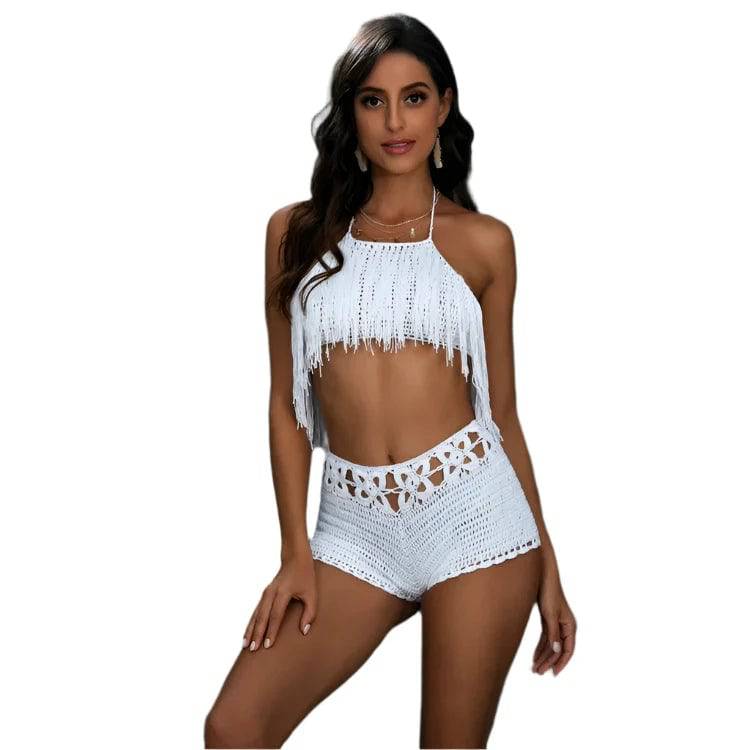 Swimming Shorts  8-10 Hook Straps Sexy Woven Tassel Swimsuit Wrapped Hand Fashion Women's Swimwears Tankinis Set