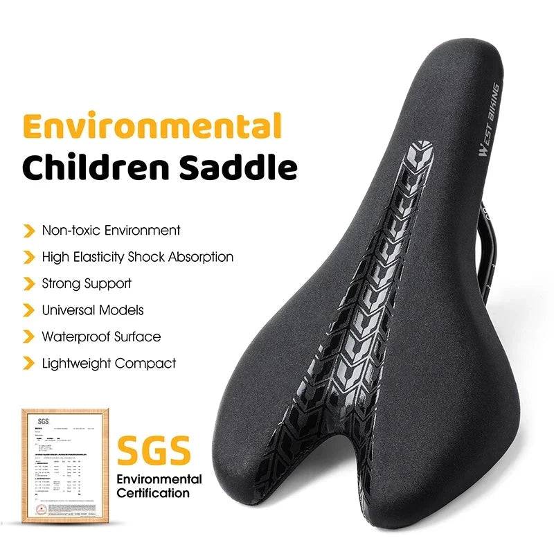 WEST BIKING SGS Children Bike Saddle Kid Shock Absorption Cycling Saddles Soft Bicycle Seat Ultralight MTB Road Riding Mat