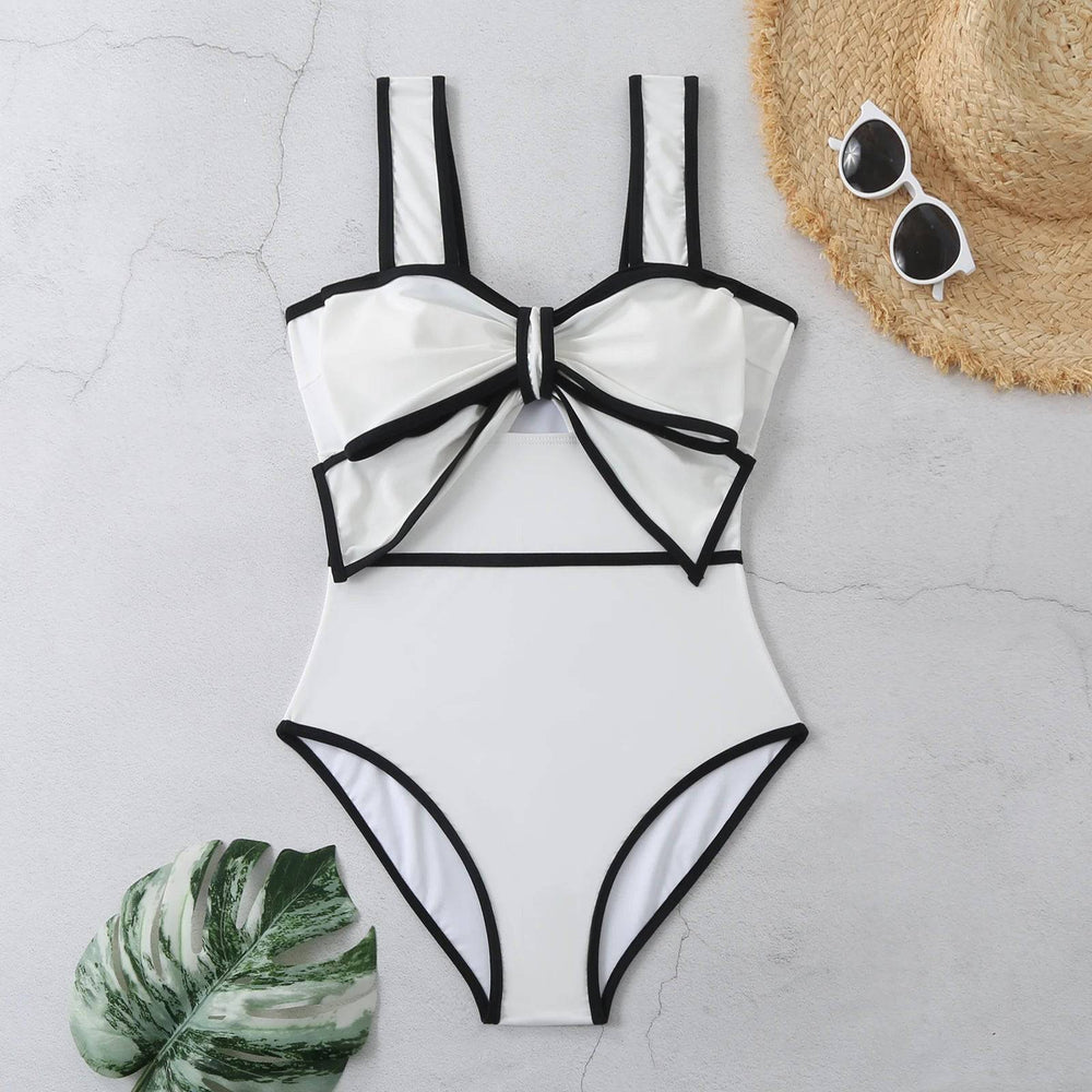 
                  
                    2024 Black White  Bow Tie One Piece Swimsuit For Women Swimwear With Skirt Bathing Suit Monokini Beach Bodysuit Beach Wear
                  
                