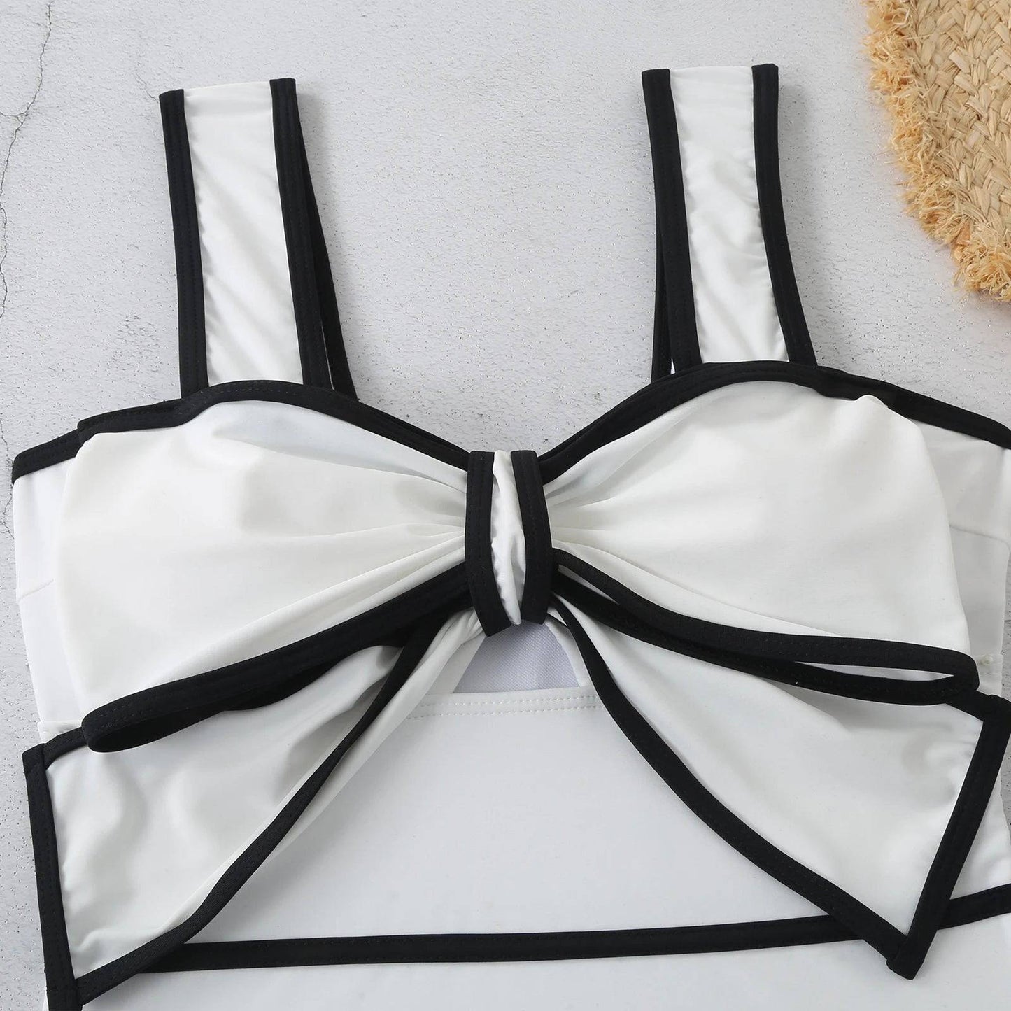 
                  
                    2024 Black White  Bow Tie One Piece Swimsuit For Women Swimwear With Skirt Bathing Suit Monokini Beach Bodysuit Beach Wear
                  
                