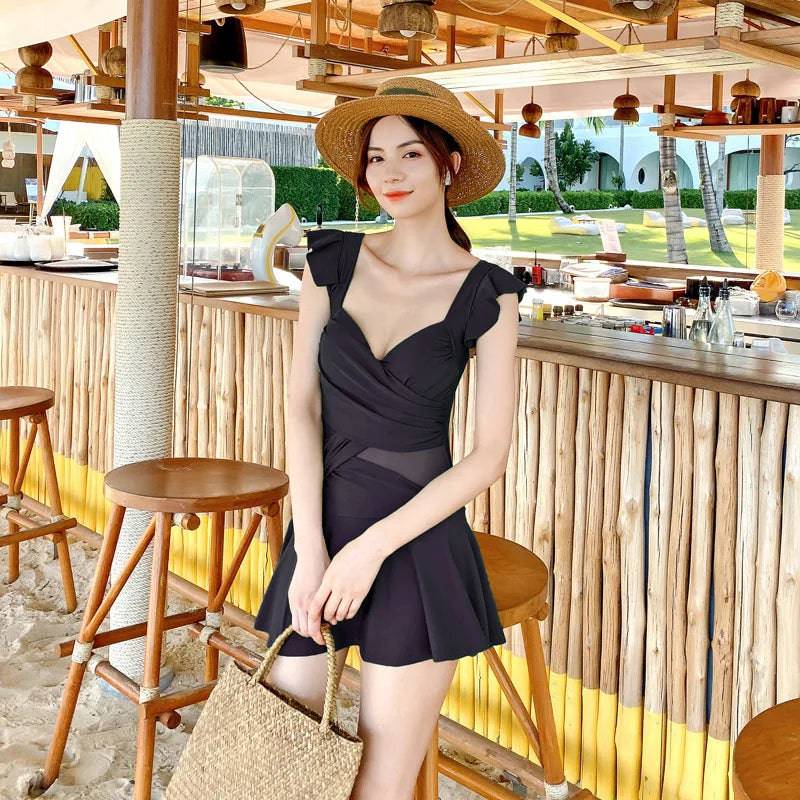 
                  
                    Horetong Women Sexy One Piece Swimsuit Ruffle Sleeve V-neck High Waist Beach Wear 2023 New Solid Elegant Swimwear Vacation Suit
                  
                