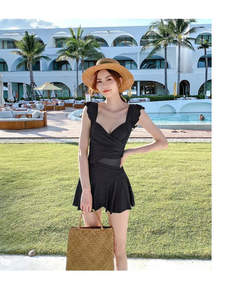 
                  
                    Horetong Women Sexy One Piece Swimsuit Ruffle Sleeve V-neck High Waist Beach Wear 2023 New Solid Elegant Swimwear Vacation Suit
                  
                