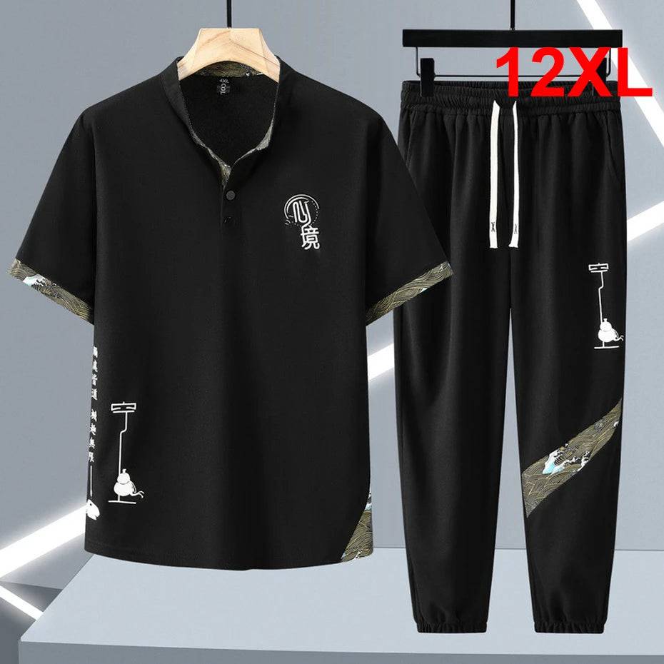 
                  
                    Summer Tracksuits Plus Size 12XL Men's Sets Fashion Casual Chinese Traditional Style T-shirts Pants Suits Male Sets Big Size
                  
                