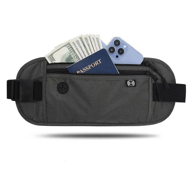 
                  
                    Travel Phone Belt RFID Blocking Waterproof Waist Bag Fanny Pack Hidden Wallet Signal RFID Blocker Passport Holder Bag 15*35cm
                  
                