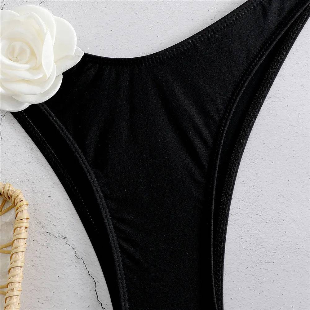 
                  
                    Sexy Flower Bandeau Swimwear Thong Bikini 2024 Women Lace-up Swimsuits Swimming Bathing Suit Brazilian Bikinis Set Mujer Biquini
                  
                