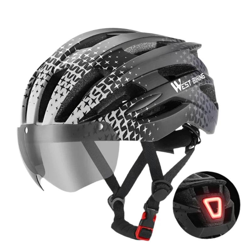 WEST BIKING LED Light Cycling Helmet Men's Motorcycle Bicycle Helmets Ultralight MTB Bike Helmet Intergrally-molded Safe Hat