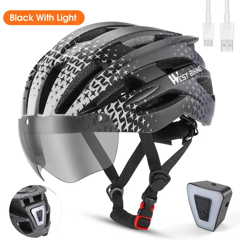 
                  
                    WEST BIKING LED Light Cycling Helmet Men's Motorcycle Bicycle Helmets Ultralight MTB Bike Helmet Intergrally-molded Safe Hat
                  
                