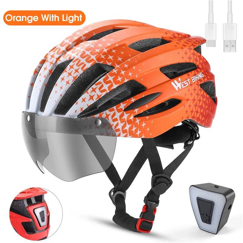 
                  
                    WEST BIKING LED Light Cycling Helmet Men's Motorcycle Bicycle Helmets Ultralight MTB Bike Helmet Intergrally-molded Safe Hat
                  
                