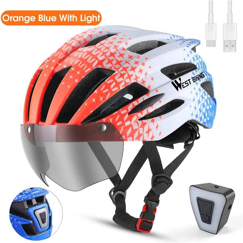 
                  
                    WEST BIKING LED Light Cycling Helmet Men's Motorcycle Bicycle Helmets Ultralight MTB Bike Helmet Intergrally-molded Safe Hat
                  
                