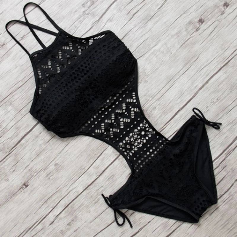 
                  
                    2023 Sexy One Piece Swimsuit Backless Halter Beach Swimwear Crochet Bikini Bathing Suit 2021 Black Swimming Suit For Women
                  
                