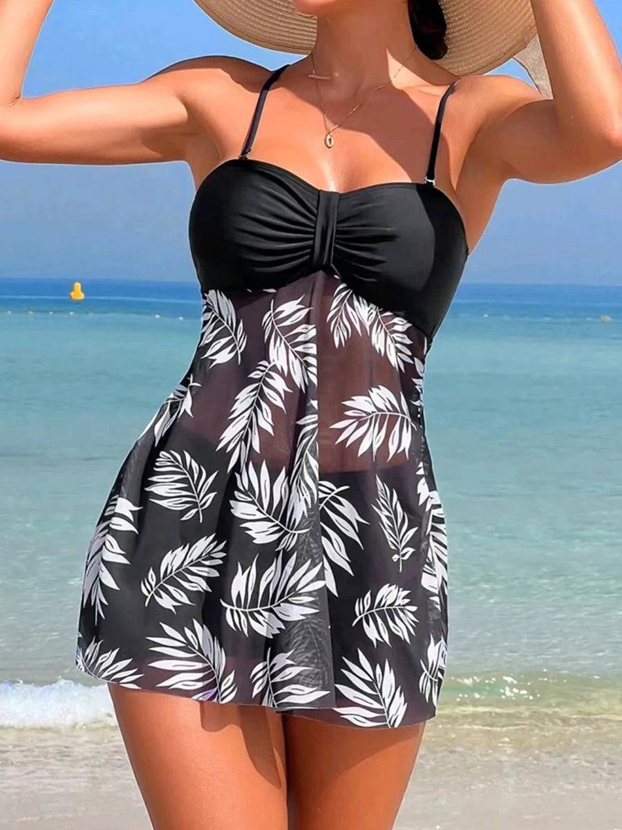 
                  
                    2024 Short Dress Tankini With Shorts Swimsuit Women Swimwear Female Padded Printed Bathing Swim Suit Swimming Beachwear Summer
                  
                