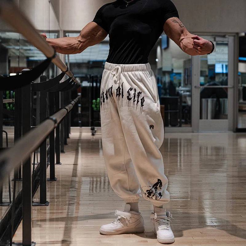 Autumn Cotton Casual Pants Men Joggers Gym Fitness Sweatpants Running Trousers Male Training Sportswear Bottoms Black Trackpants