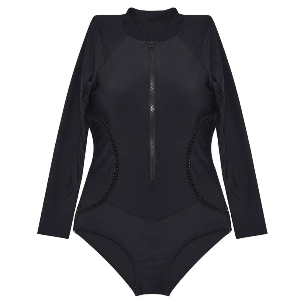 
                  
                    Sexy Zipper Solid Hollown One Piece Swimsuit Women Push Up Long Sleeve Swimwear Tummy Control Spring Summer Beach Mujer Bathing
                  
                